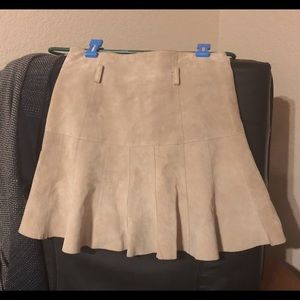 Beige Suede Fit & Flare Skirt (100% Genuine)